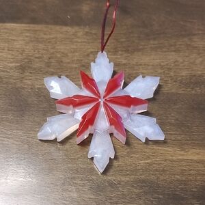Festive Red and White Snowflake Ornament